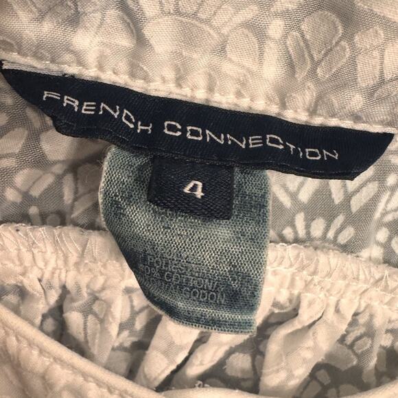 French Connection Blouse 4 Womens Semi Sheer Burnout Cottagecore Top Twee - Picture 6 of 9